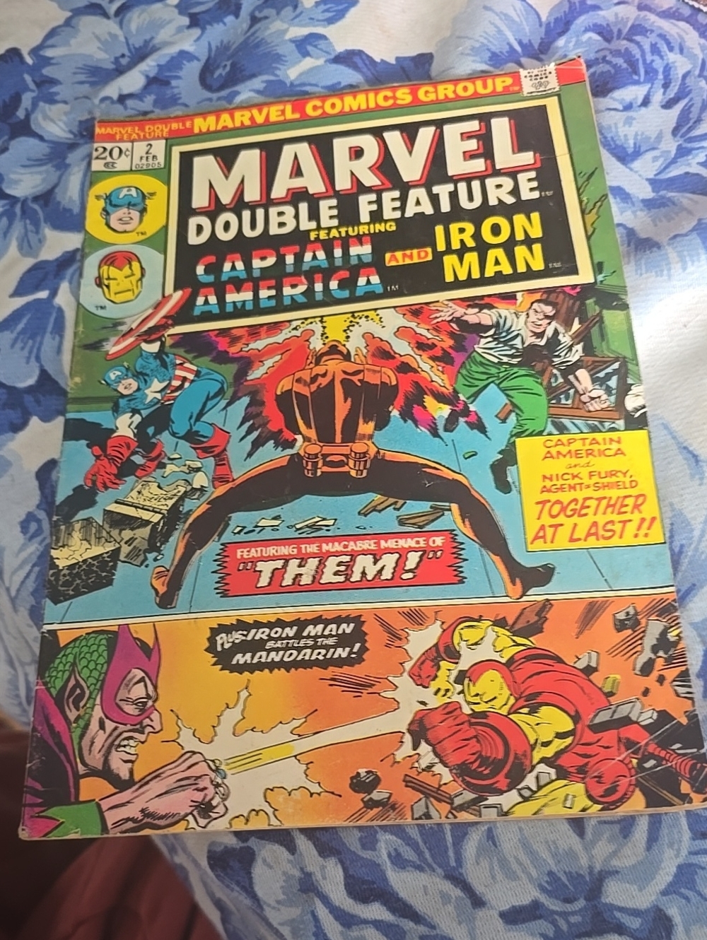 MARVEL DOUBLE FEATURE #2 CAPTAIN AMERICA & IRON MAN 1974 "THEM" MANDARIN